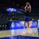 Klay Thompson #11f of the Golden State Warriors shoots around pregame at Chase Center on November 07, 2021 in San Francisco, California.